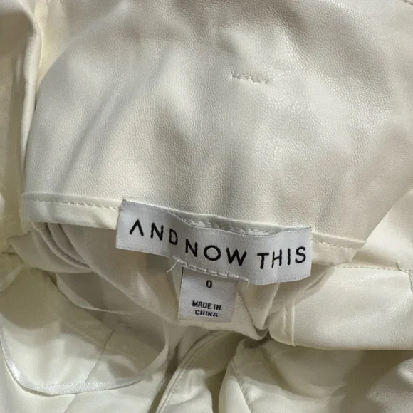 And Now This Cream Faux Leather Paperbag Pants – Size 0 (New with Tags) - Picture 4 of 4